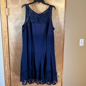 Used once Danny&Nicole dress beautiful navy lace very comfortable